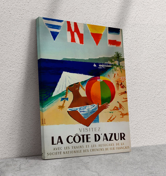 Vizitez La Cote d'Azur  Vintage Railroad Poster Canvas