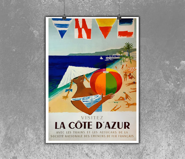 Visitez La Cote D’Azur French Travel Poster 1957