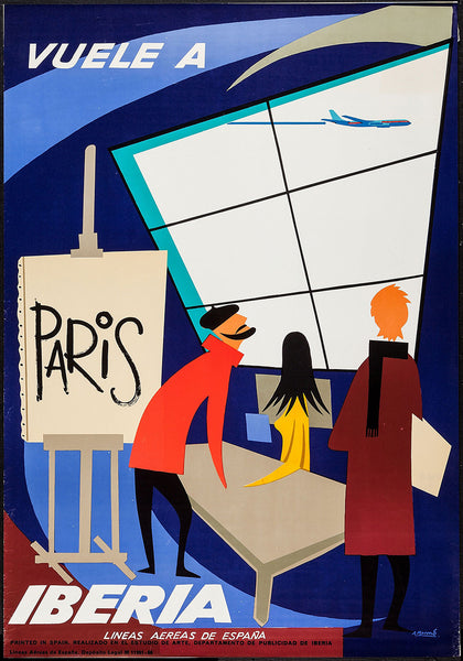 Vuele A Paris - View in Paris Poster by Spanish Iberia Airways