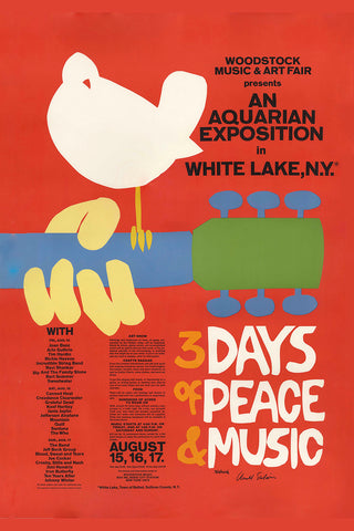 Woodstock Music Festival Poster by Arnold Skolnick 1969