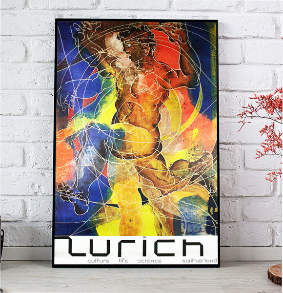 Zurich Culture Life Science Vintage Poster Switzerland