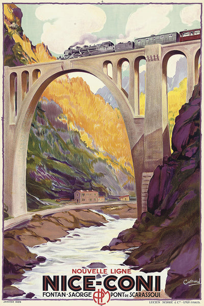 Nice-Coni.Nouvelle ligne PLM Railroad Advertising Poster