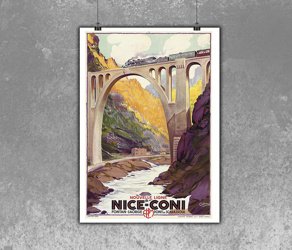 Nice-Coni.Nouvelle ligne PLM Railroad Advertising Poster