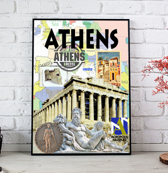 Athens Retro City Poster @citieswelove.store