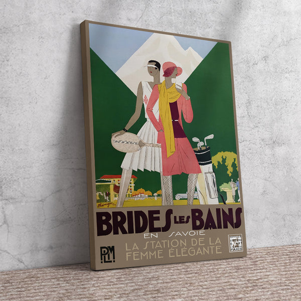 Brides Les Bains Elegante - PLM French Railroad Company  Vintage Poster  by Leon Benigni  Canvas