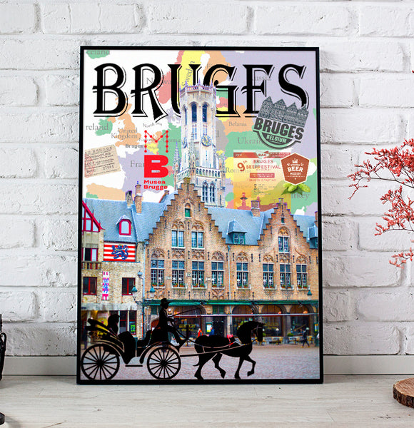 Bruges Retro Poster @citieswelove.store