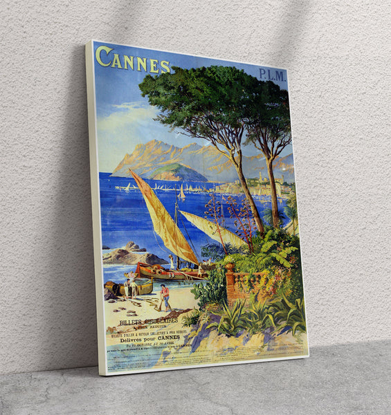 Cannes -  French Riviera - PLM Railways Vintage Travel Poster