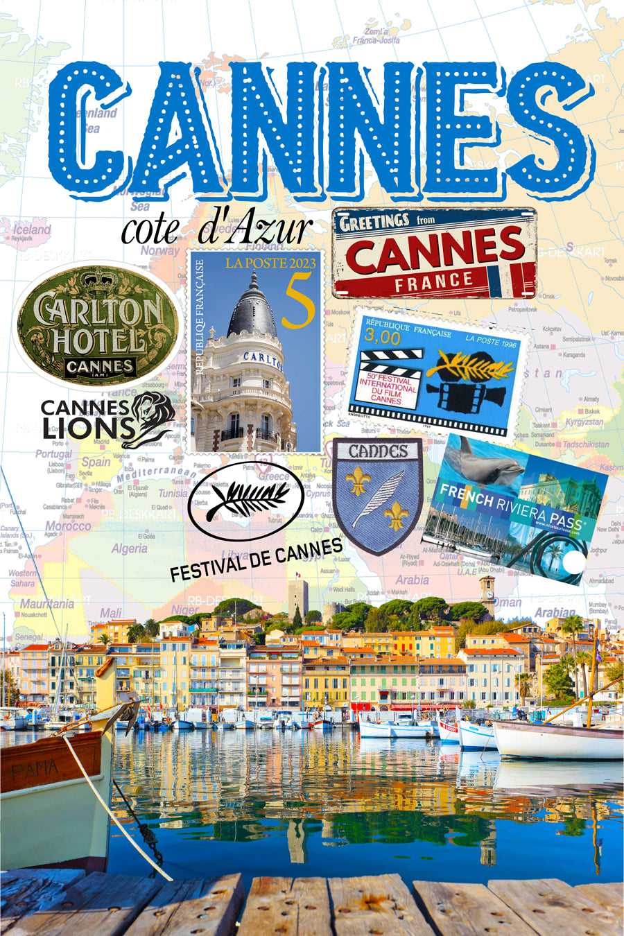 Cannes Color Cannes Retro Poster - CitiesWeLove