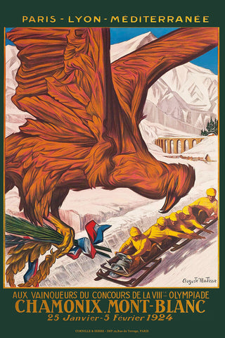 Chamonix Mont Blanc 1924 Vintage French Travel Poster