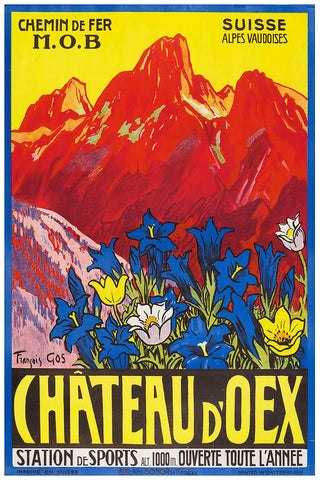 Chateau d’Oex, Swiss Vintage Travel Poster by François Gos 1928