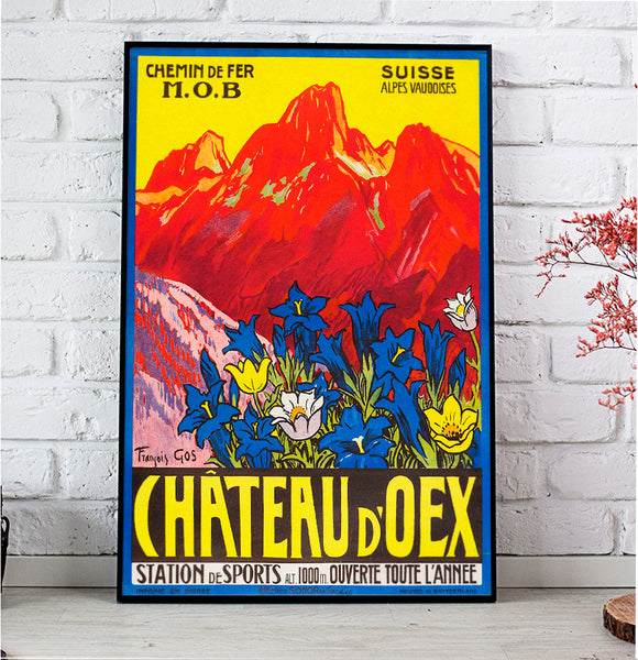 Chateau d’Oex, Swiss Vintage Travel Poster by François Gos 1928