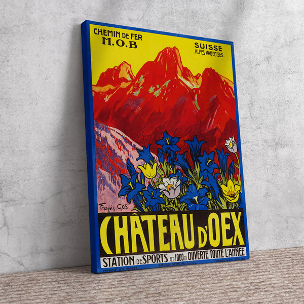 Chateau d’Oex, Swiss Vintage Travel Poster by François Gos 1928