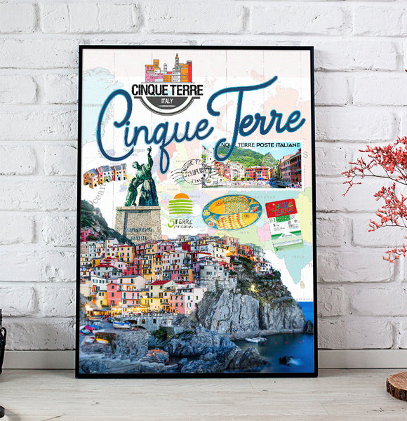 Cinque Terre Retro Poster