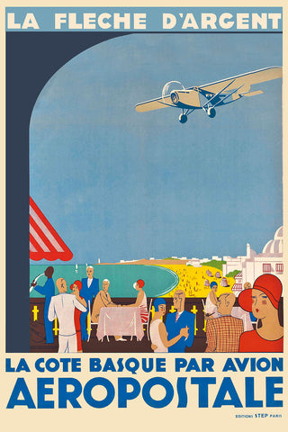 Aeropostale La Côte Basque par Avion - Aviation Vintage Poster