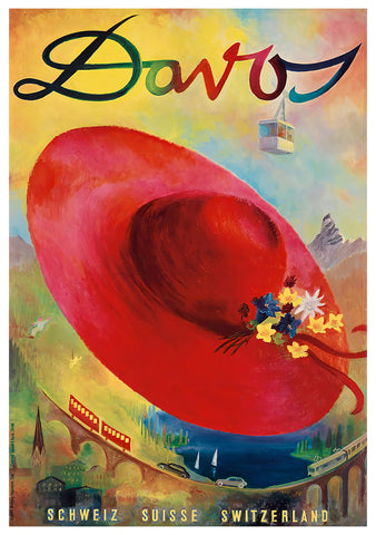 Davos, Swiss Vintage Travel Poster