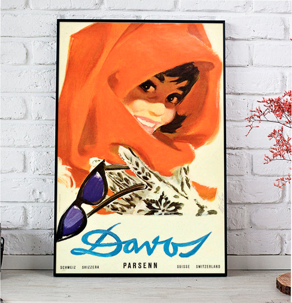 Davos-Parsenin Swiss Vintage Travel Poster by Otto Glaser 1950s