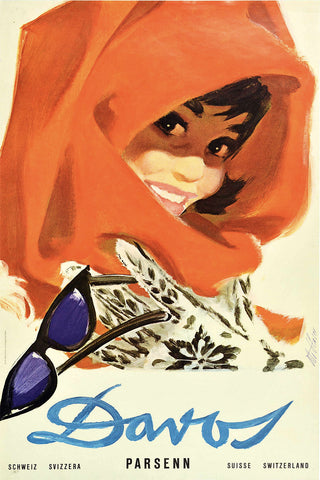 Davos-Parsenin Swiss Vintage Travel Poster by Otto Glaser 1950s