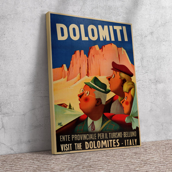 Dolomiti, Visit the Dolomites-Italy Vintage Travel Poster by Sabi 1949