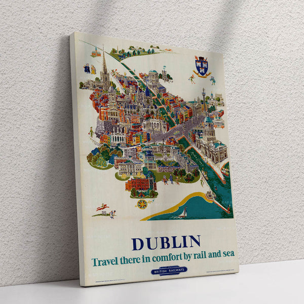 Dublin Map with Monuments Poster