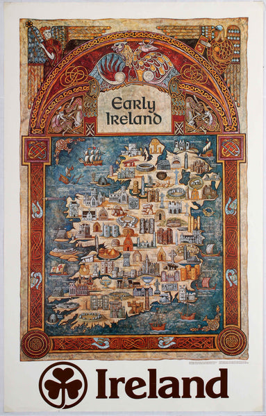 Early Ireland Map... Vintage Travel Poster