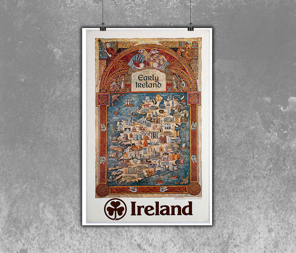 Early Ireland Map... Vintage Travel Poster