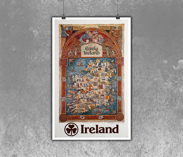 Early Ireland Map... Vintage Travel Poster