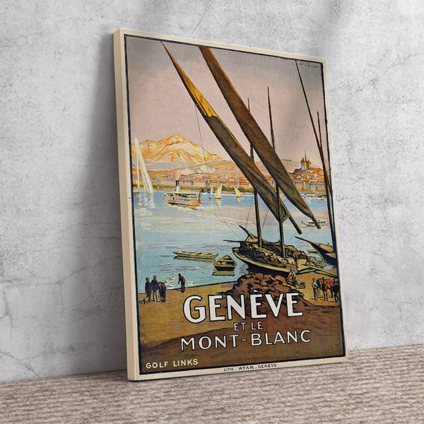 Geneve Et Le Mont-Blanc Swiss Vintage Poster by Elzingre, Edouard  Canvas