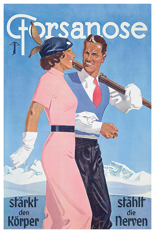 Forsanose - strengthens the body and the nerves. Swiss Resort Advertising Poster by Schmid 1935