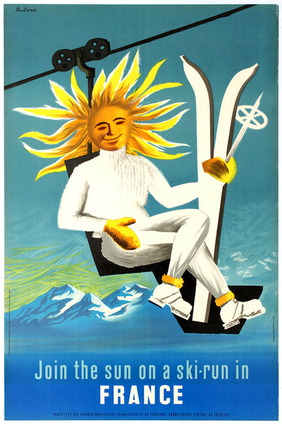 France-Join the sun on a ski-run in Vintage Travel Poster