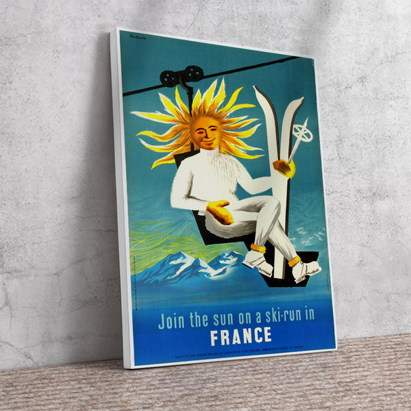 France-Join the sun on a ski-run in Vintage Travel PosterCanvas