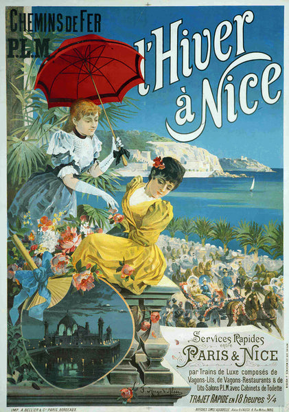 L'Hiver a Nice (Winter in Nice) Railroad Travel Poster