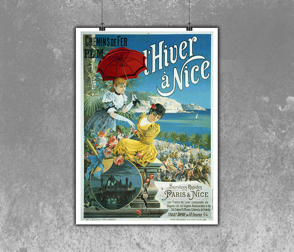 L'Hiver a Nice (Winter in Nice) Travel Railroad Poster