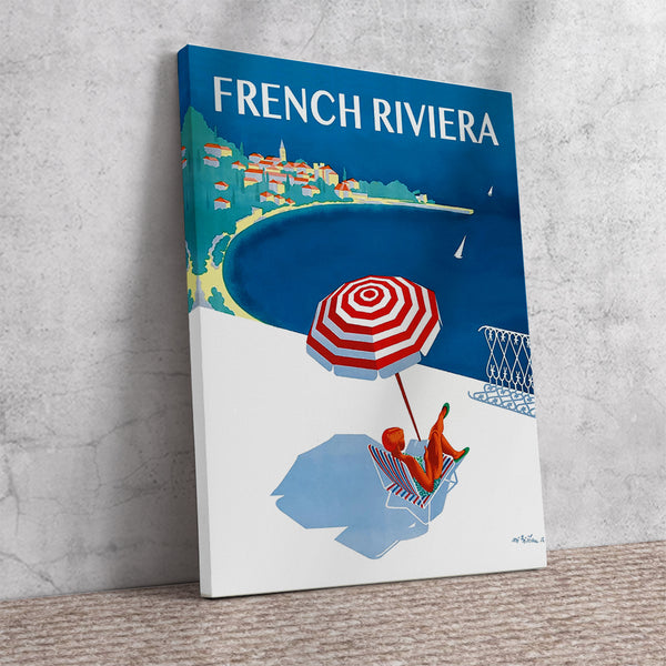 French Riviera 1954 Vintage French Travel Destination Poster by Whittingham Canvas