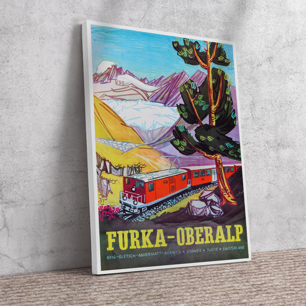 FURKA-OBERALP Swiss Vintage Travel Poster by H. Schol 1959