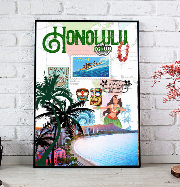 Honolulu Retro Poster