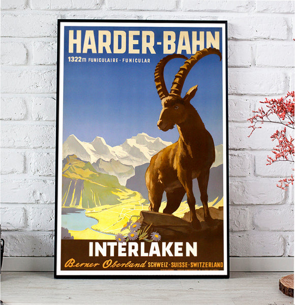 Harder-Bahn Swiss Vintage Travel Poster by Koller 1948