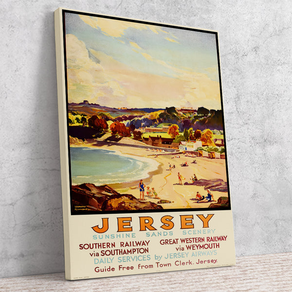 Jersey Island Sunshine Art Deco Vintage Travel Poster by Richmond 1930s