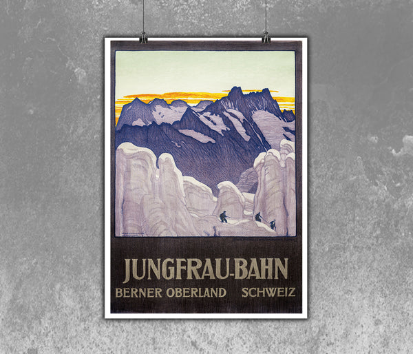 Jungfrau-Bahn Berner Oberland Swiss Vintage Travel Poster