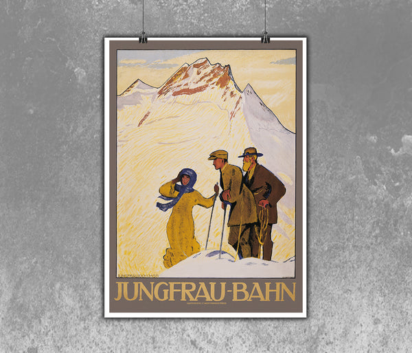 Climbing the Jungfrau-Bahn swiss Vintage Poster