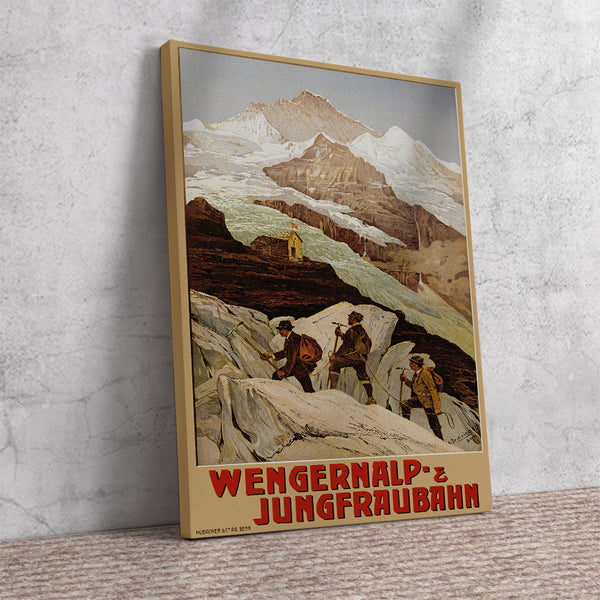 Jungfrau Railway Original  Swiss Vintage Ski Poster by Hodel in 1936 Canvas