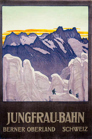 Jungfrau-Bahn Berner Oberland Swiss Vintage Travel Poster