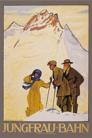 Climbing the Jungfrau-Bahn swiss Vintage Poster