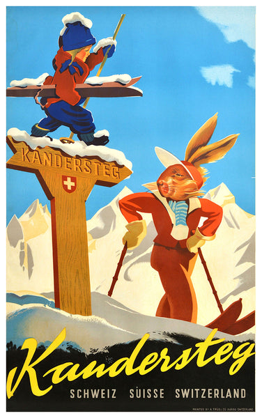 Kandersteg, Schweiz - Switzerland - Suisse. Vintage Travel Poster Willi TRAPP 1935