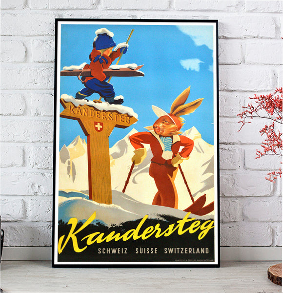 Kandersteg, Schweiz - Switzerland - Suisse. Vintage Travel Poster Willi TRAPP 1935