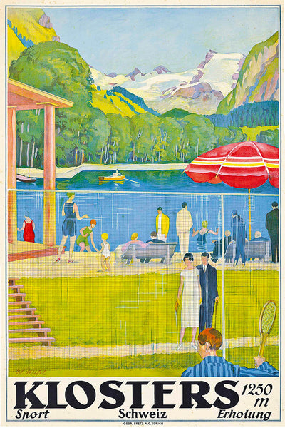 Klosters, Vintage Swiss Travel Poster by Eduard Steifel 1925