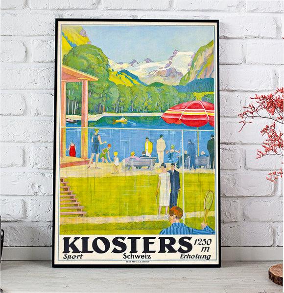 Klosters, Vintage Swiss Travel Poster by Eduard Steifel 1925