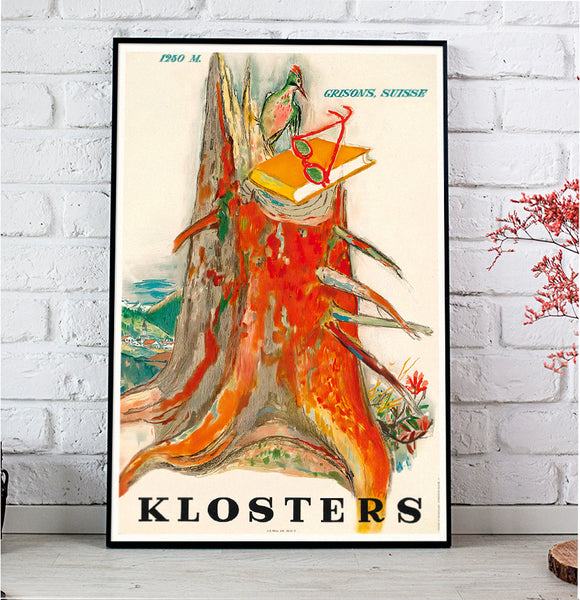 Klosters – Grisons, Siss Vintage Travel Poster by Carigiet 1947