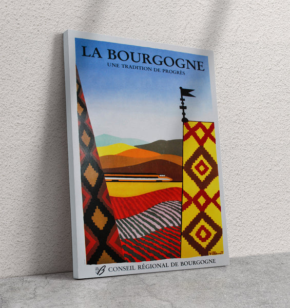 La Bourgogne Une tradition de progres Vintage Travel Poster by Villemot Canvas
