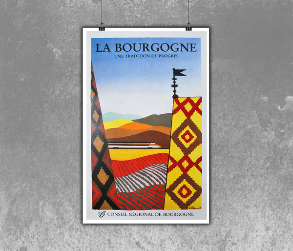 La Bourgogne Une tradition de progres Vintage Travel Poster by Villemot