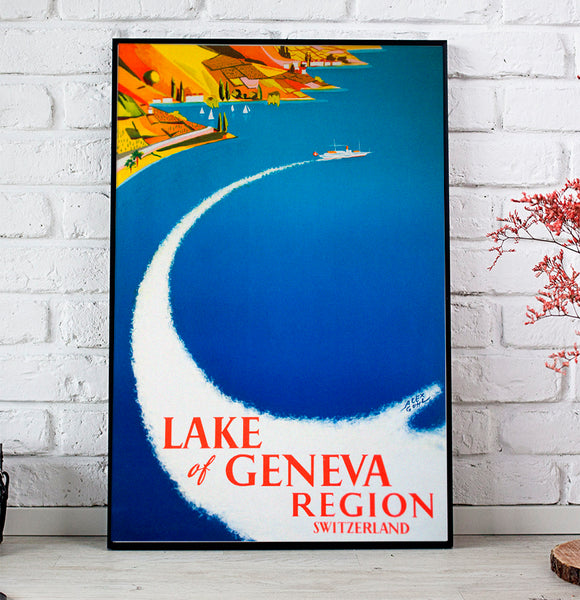 Lake of Geneva Region Switzerland Vintage Travel Poster by Guhl